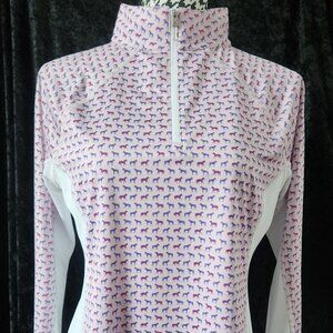 OVATION 1/4 ZIP Long Sleeve SUNSHIRT HORSES print Ladies size M NWT